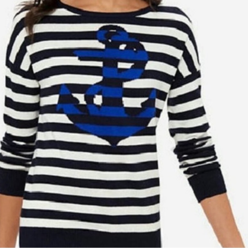 The Limited Blue and White Striped Sweater with Blue Anchor - Picture 2 of 7